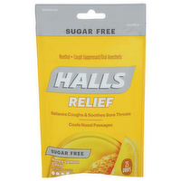Halls Honey Lemon Flavor Sugar Free Menthol Cough Suppressantoral Anesthetic - 25 Count
