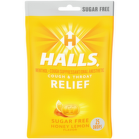 Halls Relief Honey Lemon Flavor Sugar Free Menthol Cough Suppressantoral Anesthetic - 25 Count