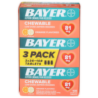 Bayer Orange Flavored Aspirin Nsaid Pain Reliever - 3 Count