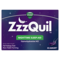 Vicks Zzzquil Liquicap Sleep Aid, Diphenhydramine Hcl, Aids For Adults, Nighttime 48 Liquicaps - 48 Count