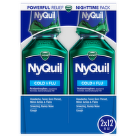 Vicks Nyquil Powerful Relief Nighttime Pack Cold & Flu - 24 Fluid Ounce