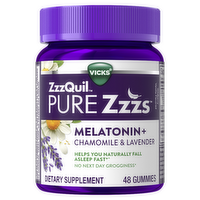 Vicks Zzzquil Pure Zzzs Melatonin Gummies, Sleep Aid, With Chamomile & Lavender, Aids For Adults, Wildberry Vanilla Flavored, 48 - 48 Count