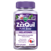 Vicks ZzzQuil PURE Zzzs Melatonin Gummies With Chamomile & Lavender, Wildberry Vanilla - 48 Count