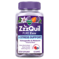 Vicks ZzzQuil PURE Zzzs De-Stress Melatonin Gummies With Ashwagandha - 42 Count