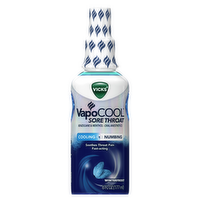 Vicks Vapocool Sore Throat Spray, Powerful Numbing Relief, Soothes Pain, Fast-Acting, With Benzocaine & Menthol Oral Anesthetics, Winterfrost Flavor - 6 Ounce