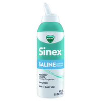 Vicks Sinex Saline Nasal Spray, Drug Free Ultra Fine Mist, Clear Everyday Sinus Congestion Fast, Mucus From a Cold Or Allergy, Daily Use - 5 Ounce