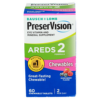 Bausch + Lomb Preservision Mixed Berry Flavor Areds 2 Formula Eye Vitamin And Mineral Supplement - 60 Count