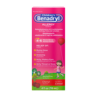 Benadryl Children's Allergy Liquid, Cherry - 4 Ounce