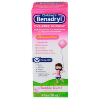 Children's Benadryl Bubble Gum! Flavored Dye-Free Allergy Liquid - 4 Fluid Ounce