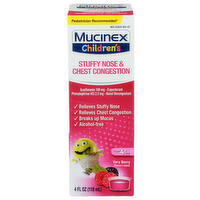 Mucinex Children's Very Berry Flavor Liquid Stuffy Nose & Chest Congestion - 4 Fluid Ounce