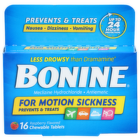 Bonine Raspberry Flavored Meclizine Hydrochloride ▪ Antiemetic - 16 Count