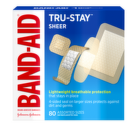 Band-Aid Brand Adhesive Bandages Tru-Stay Sheer, Assorted Sizes - 80 Count