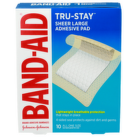 Band-Aid Tru-Stay Sheer Large Adhesive Pad - 10 Count