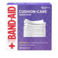 Band-Aid Brand Of First Aid Products Cushion-Care Gauze Pads, 3 Inches By Inches - 10 Count