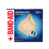 Band-Aid Brand Of First Aid Products Water Block Flex, Large Adhesive Pad - 6 Count