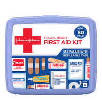 Band-Aid Johnson & Johnson Travel Ready First Aid Kit, 80 Pieces - 1 Count
