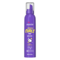 Aussie Miracle Curls Mousse For Curly Hair And Frizz Reduction, Silicone Free - 6 Ounce