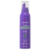 Aussie Miracle Waves Mousse With Hemp Seed Oil For Wavy Hair, Paraben-Free - 6 Ounce