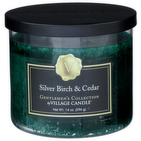 Gentlemen's Collection By Village Candle Silver Birch & Cedar Black Decor - 14 Ounce