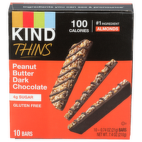 Kind Thins Gluten Free Peanut Butter Dark Chocolate Bar - 0.74 Ounce - 10 Count