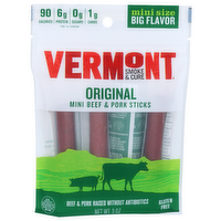 Vermont SMOKE & CURE Original Mini Beef & Pork Sticks - 3 Ounce