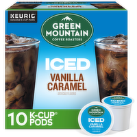 Green Mountain Coffee Roasters Iced Vanilla Caramel Single Serve Keurig K Cup Pods Flavored - 10 Count