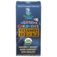 Tropical Oasis Organic Children's Liquid Vitamin D3+K2 - 2 Fluid Ounce