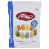 ALBANESE WORLD'S BEST Cherry, Strawberry, Mango, Pineapple, Lemon, Orange, Green Apple, Watermelon, Pink Grapefruit, Lime, Blue Raspberry, Grape 12 Flavor Gummi Bears Sour - 7 Ounce