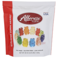 ALBANESE WORLD'S BEST Cherry, Strawberry, Mango, Pineapple, Lemon, Orange, Green Apple, Watermelon, Pink Grapefruit, Lime, Blue Raspberry, Grape 12 Flavor Gummi Bears - 36 Ounce