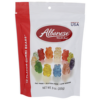 Albanese World's Best Cherry, Strawberry, Mango, Pineapple, Lemon, Orange, Green Apple, Watermelon, Pink Grapefruit, Lime, Blue Raspberry, Grape Gummi Bears 12 Flavor - 9 Ounce