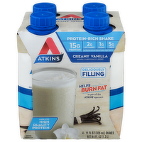 Atkins Creamy Vanilla Protein-Rich Shake - 11 Fluid Ounce - 4 Count