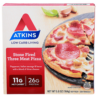 Atkins Pepperoni, Italian Sausage & Bacon With a Blend Of Three Cheeses Stone Fired Meat Pizza - 5.8 Ounce