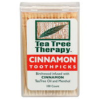 Tea Tree Therapy Cinnamon Toothpicks Birchwood Infused With Oil - 100 Count