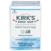 Kirk's Original Fresh Scent Gentle Castile Bar Soap - 4 Ounce - 3 Count