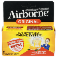 Airborne Zesty Orange Effervescent Tablets Immune Support Supplement - 10 Count