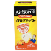 Airborne Citrus Chewable Tablets Immune Support Supplement - 32 Count
