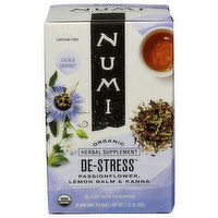 NUMI Succulent, Floral & Lemony Blend Of Spearmint, Passionflower & Lemon Verbena Caffeine-Free Herbal Supplement In a Teabag De-Stress - 0.071 Ounce - 16 Count