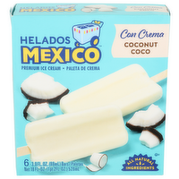 Helados Mexico Coconut Premium Ice Cream - 3 Fluid Ounce - 6 Count