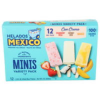 Helados Mexico Strawberry Coconut Mango Minis Variety Pack Premium Ice Cream - 1.5 Fluid Ounce - 12 Count
