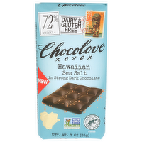 CHOCOLOVE Hawaiian Sea Salt 72% Cocoa Strong Dark Chocolate Bar - 3 Ounce
