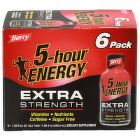 5-Hour Energy Energy Shot, Extra Strength, Berry, 6 Pack - 6 Each