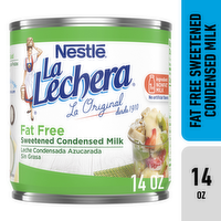 La Lechera Nestlé Fat Free Sweetened Condensed Milk, Milk Canned - 14 Ounce