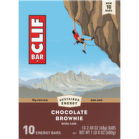 CLIF BAR - Chocolate Brownie Flavor - Made with Organic Oats - Energy Bars - Non-GMO - Plant Based Protein Bars (10 Pack) - 24 Ounce