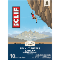 CLIF BAR - Peanut Butter Banana with Dark Chocolate Flavor - Made with Organic Oats - Energy Bars - Non-GMO - Plant Based Protein Bars (10 Pack) - 24 Ounce