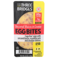 Three Bridges Uncured Bacon & Cheese Egg Bites - 2.3 Ounce - 2 Count