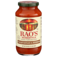 Rao's Homemade Sausage, Mushroom, Tomato Italian, Premium, Homestyle Sausage & Mushroom Sauce - 24 Ounce