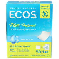 Ecos Free & Clear Laundry Detergent Sheets - 0.123 Ounce - 50 Count