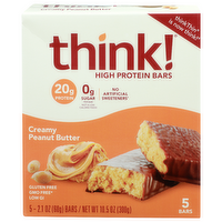 Think! Creamy Peanut Butter High Protein Bars - 2.1 Ounce - 5 Count