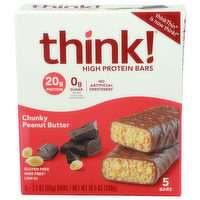 Think! Chunky Peanut Butter High Protein Bars - 2.1 Ounce - 5 Count