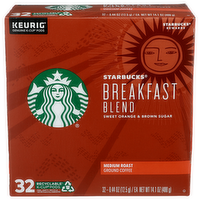 Starbucks Medium Roast Breakfast Blend k Cuppods - 0.014 Ounce - 32 Count
